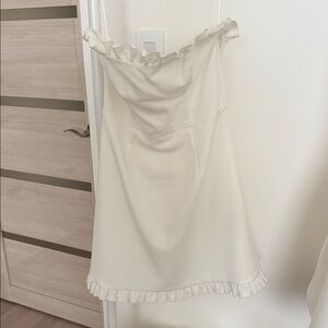 French Connection White Dress with Ruffle Detail